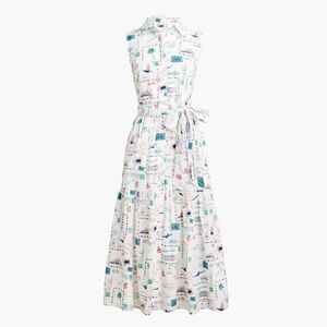 J. Crew White and Blue Printed Maxi Dress